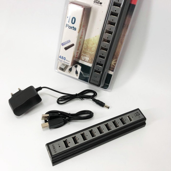 Розгалужувач USB HUB на 10 портів з активною зарядкою 220V, Розгалужувач юсб, Хаб XF-671 для ноутбука