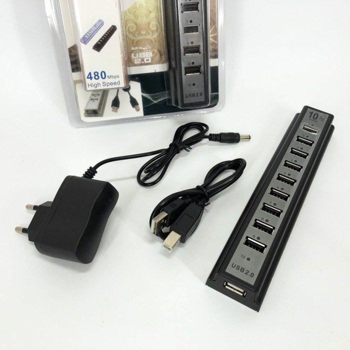 Розгалужувач USB HUB на 10 портів з активною зарядкою 220V, Розгалужувач юсб, Хаб XF-671 для ноутбука