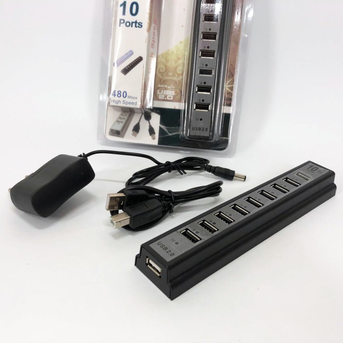Розгалужувач USB HUB на 10 портів з активною зарядкою 220V, Розгалужувач юсб, Хаб XF-671 для ноутбука