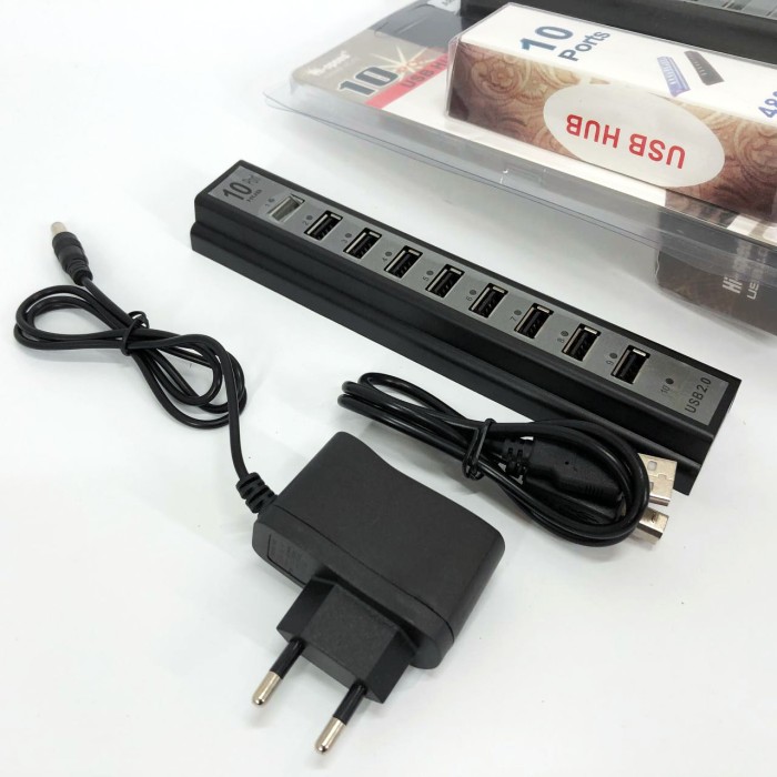 Розгалужувач USB HUB на 10 портів з активною зарядкою 220V, Розгалужувач юсб, Хаб XF-671 для ноутбука