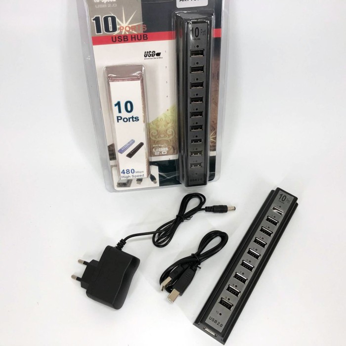 Розгалужувач USB HUB на 10 портів з активною зарядкою 220V, Розгалужувач юсб, Хаб XF-671 для ноутбука