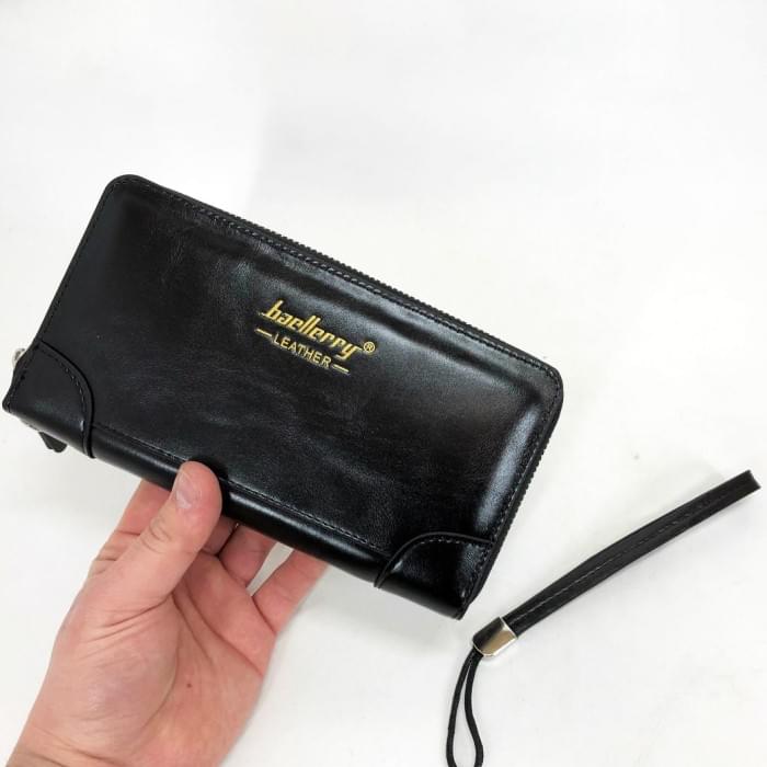 Шкіряний чоловічий гаманець вертикального розташування Baellerry leather black, Гарної BS-449 якості гаманець