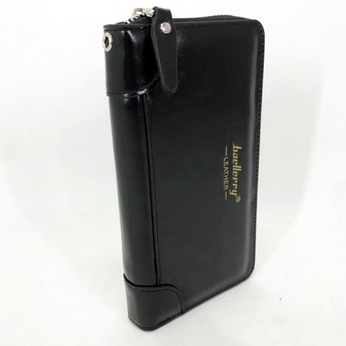 Шкіряний чоловічий гаманець вертикального розташування Baellerry leather black, Гарної BS-449 якості гаманець