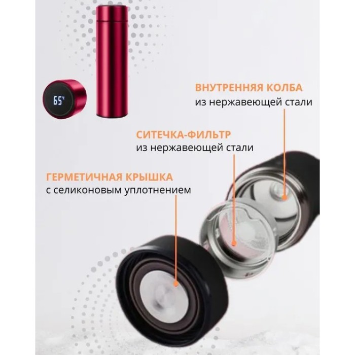 Хороший термос для чаю UNIQUE UN-1006 500мл, Найкращий термос з датчиком температури легкий ES-86