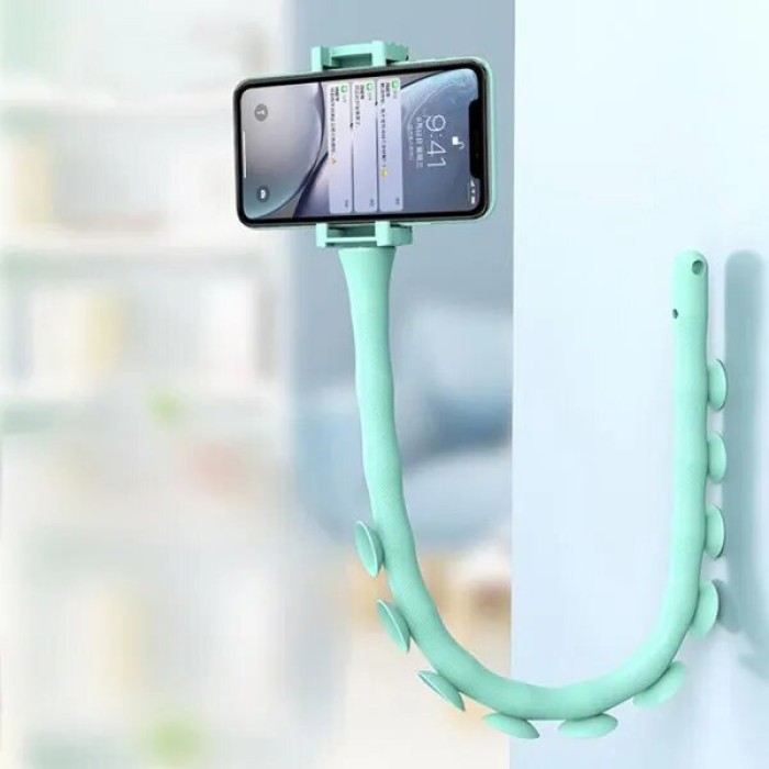 Гнучкий тримач для телефону з універсальними присосками Cute Worm Lazy Holder. Колір блакитний GB-66