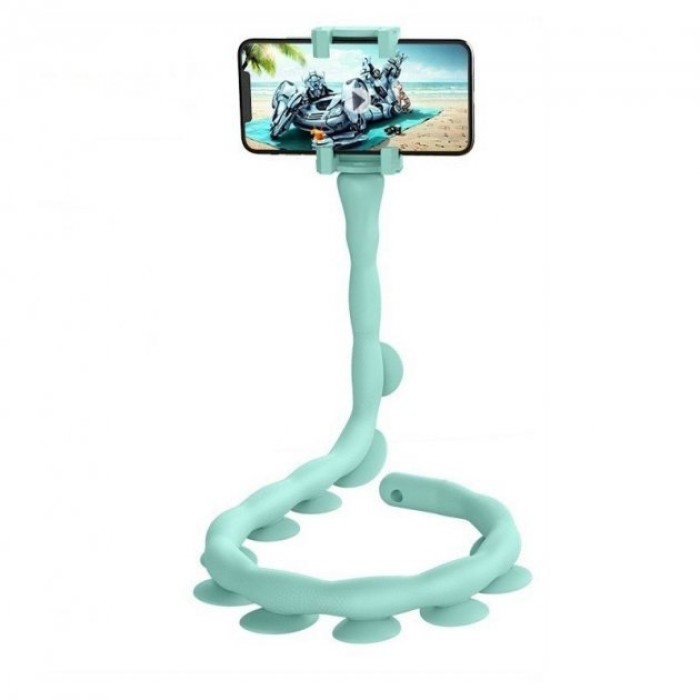 Гнучкий тримач для телефону з універсальними присосками Cute Worm Lazy Holder. Колір блакитний GB-66
