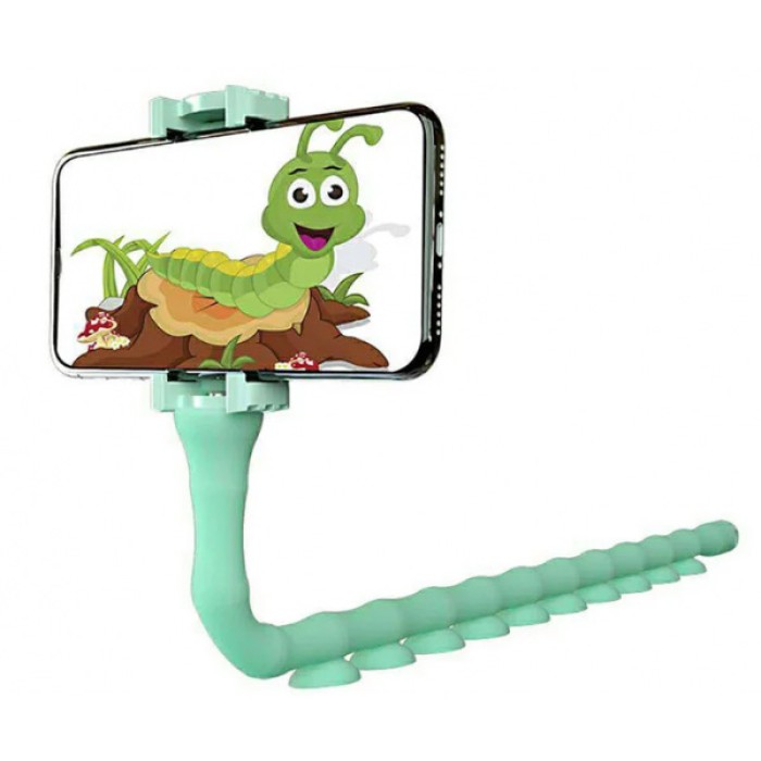 Гнучкий тримач для телефону з універсальними присосками Cute Worm Lazy Holder. Колір блакитний GB-66