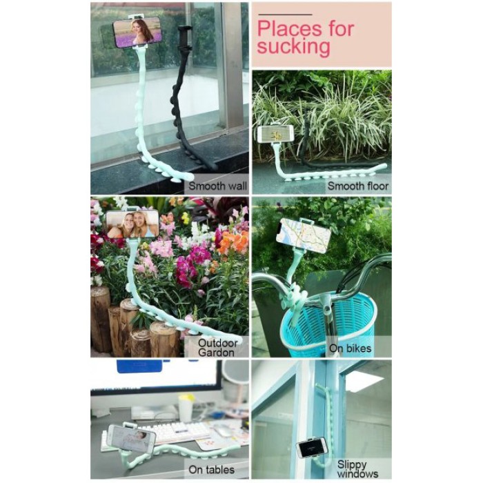 Гнучкий тримач для телефону з універсальними присосками Cute Worm Lazy Holder. Колір блакитний DS-74