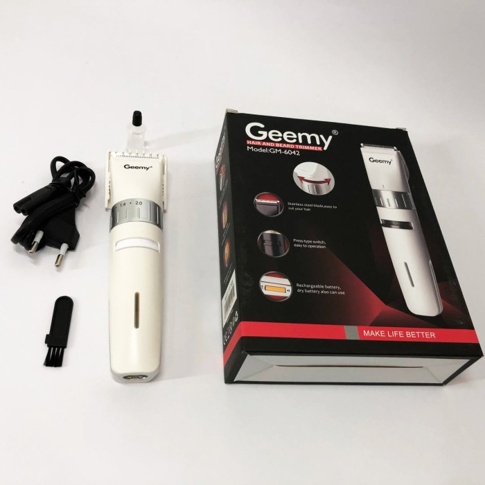Машинка для стрижки короткої стрижки Gemei GM-6042 белый Бездротові машинки для легкі PZ-51
