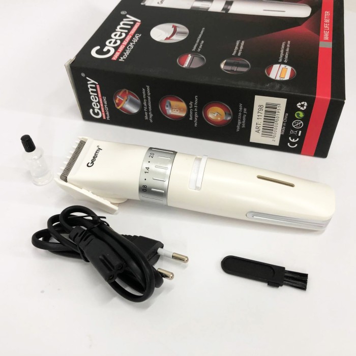 Машинка для стрижки короткої стрижки Gemei GM-6042 белый Бездротові машинки для легкі PZ-51