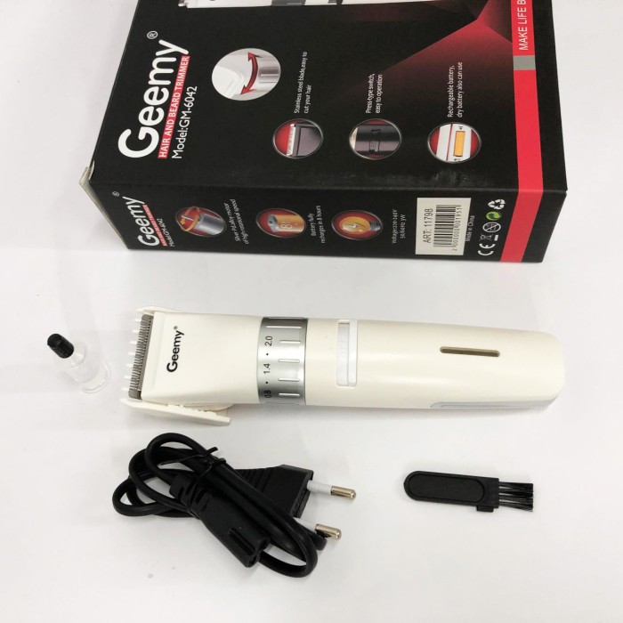 Машинка для стрижки короткої стрижки Gemei GM-6042 белый Бездротові машинки для легкі PZ-51