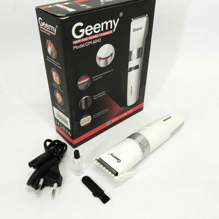 Машинка для стрижки короткої стрижки Gemei GM-6042 белый Бездротові машинки для легкі PZ-51