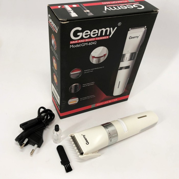 Машинка для стрижки короткої стрижки Gemei GM-6042 белый Бездротові машинки для легкі PZ-51