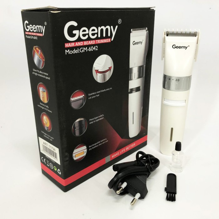 Професійний тример з насадками Gemei GM-6042 белый, Стильна машинка для стрижки, Бритва JU-227 тример машинка