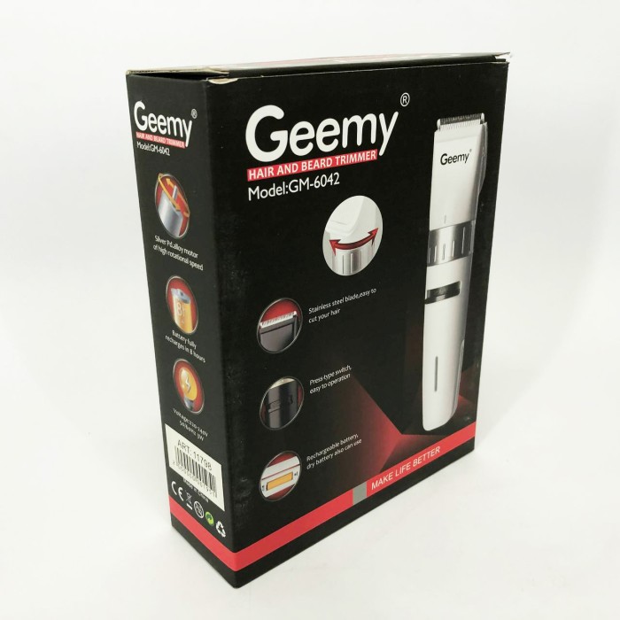 Професійний тример з насадками Gemei GM-6042 белый, Стильна машинка для стрижки, Бритва JU-227 тример машинка