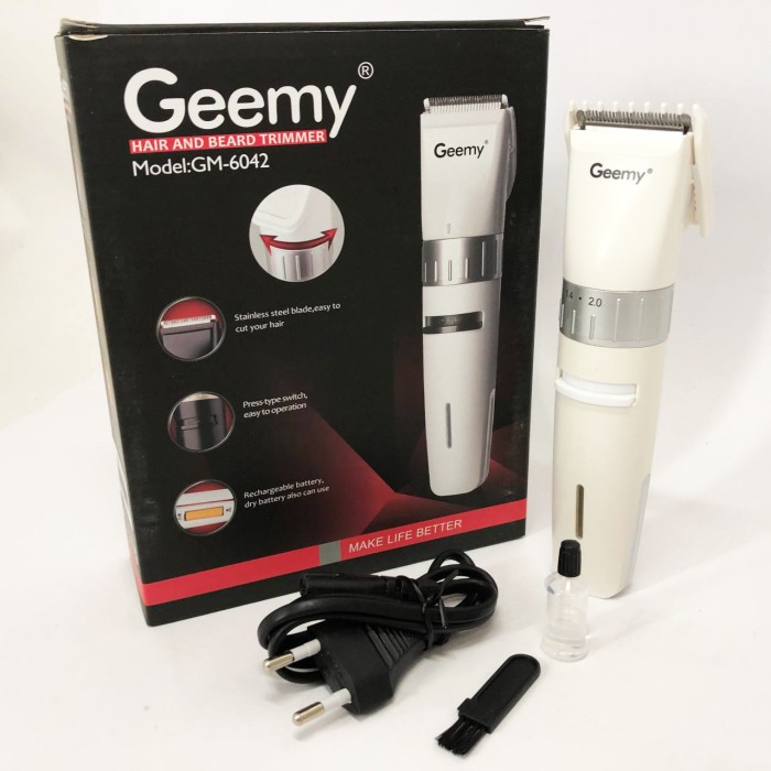 Професійний тример з насадками Gemei GM-6042 белый, Стильна машинка для стрижки, Бритва JU-227 тример машинка