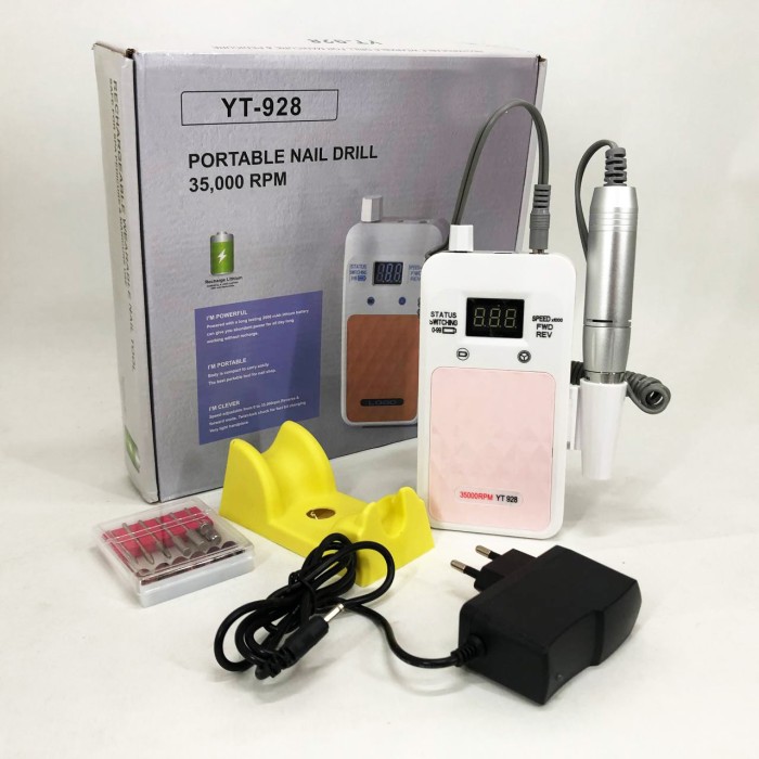 Електричний фрезер для нігтів з підсвічуванням Nail Drill YT-928 белый, Хороший фрезер для манікюру JY-71