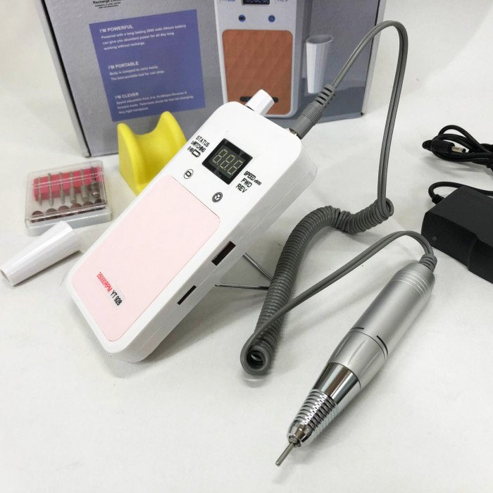 Портативний фрезер для нігтів Nail Drill YT-928 акумуляторний з індикатором заряду на 35000 оборотів White