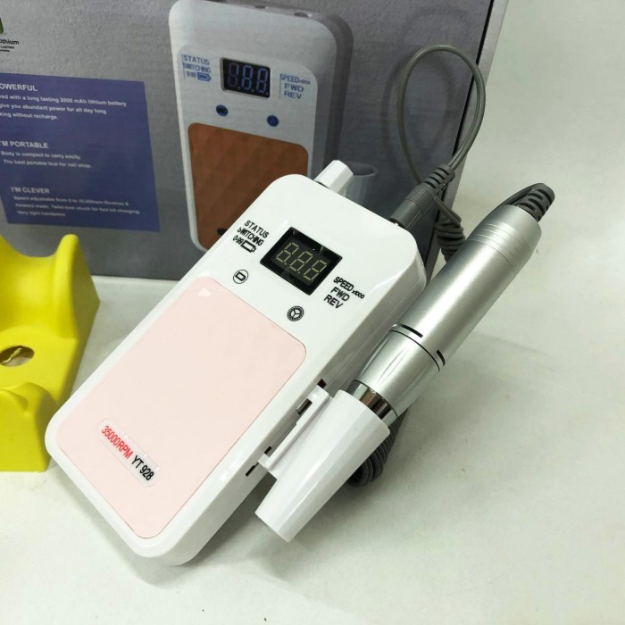 Портативний фрезер для нігтів Nail Drill YT-928 акумуляторний з індикатором заряду на 35000 оборотів White