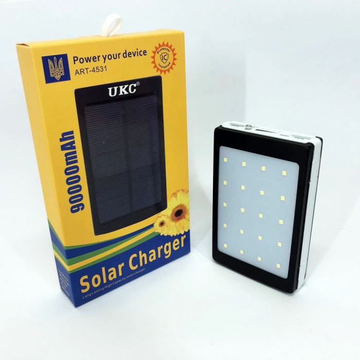 УМБ Power Bank Solar 90000 mAh мобільне зарядне з сонячною панеллю та лампою, Power Bank Charger Батарея