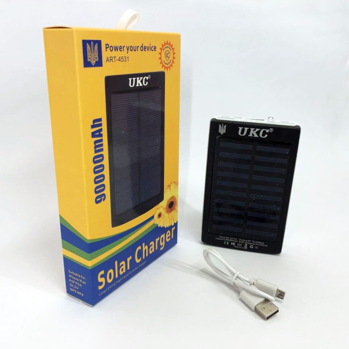 УМБ Power Bank Solar 90000 mAh мобільне зарядне з сонячною панеллю та лампою, Power Bank Charger Батарея