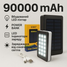 УМБ Power Bank Solar 90000 mAh мобільне зарядне з сонячною панеллю та лампою, Power Bank Charger Батарея
