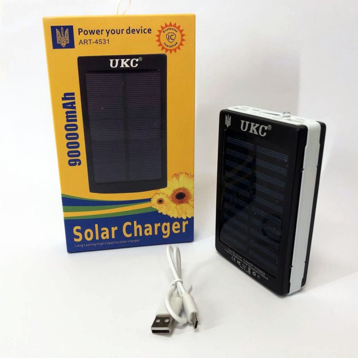 Стільниковий акумулятор Power Bank Solar 90000 mAh, Повербанк з CN-244 вбудованим ліхтариком