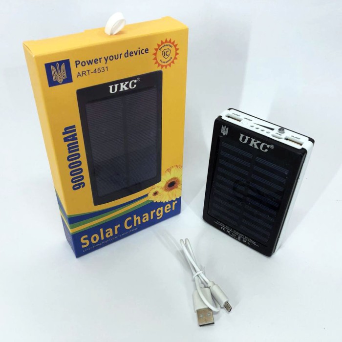 Стільниковий акумулятор Power Bank Solar 90000 mAh, Повербанк з CN-244 вбудованим ліхтариком