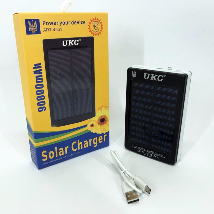 Стільниковий акумулятор Power Bank Solar 90000 mAh, Повербанк з CN-244 вбудованим ліхтариком