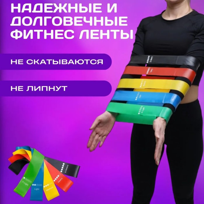 Набір стрічок еспандерів 5 штук Fit, Еспандер для стретчинга, Гумка для тренувань UH-34