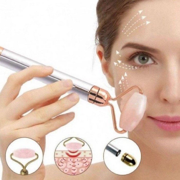 Масажер ролик електричний для особи Facial Roller Massager. Колір бежевий AI-12