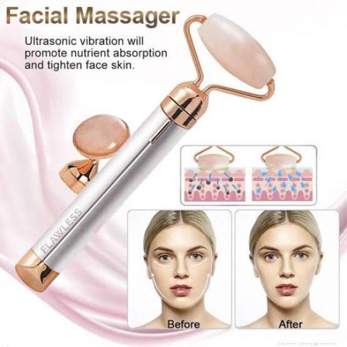 Масажер ролик електричний для особи Facial Roller Massager. Колір бежевий DF-39