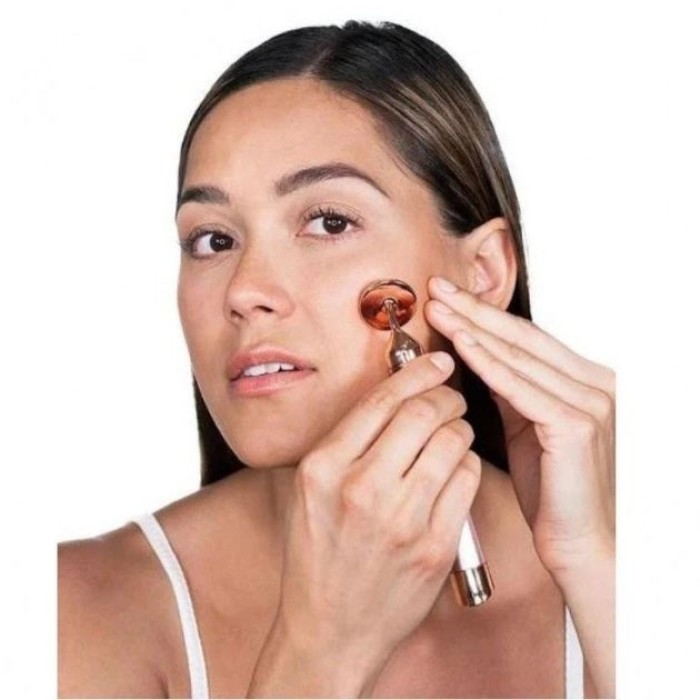 Масажер ролик електричний для особи Facial Roller Massager. Колір бежевий GQ-47