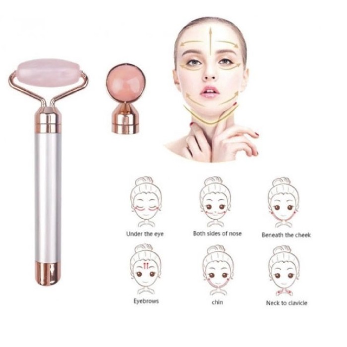 Масажер ролик електричний для особи Facial Roller Massager. Колір бежевий RT-80