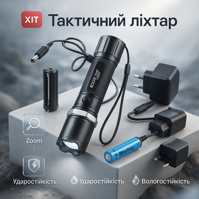 Потужний акумуляторний світлодіодний ліхтар, Ліхтар суперяскравий, Ліхтарик на всі випадки WD-75