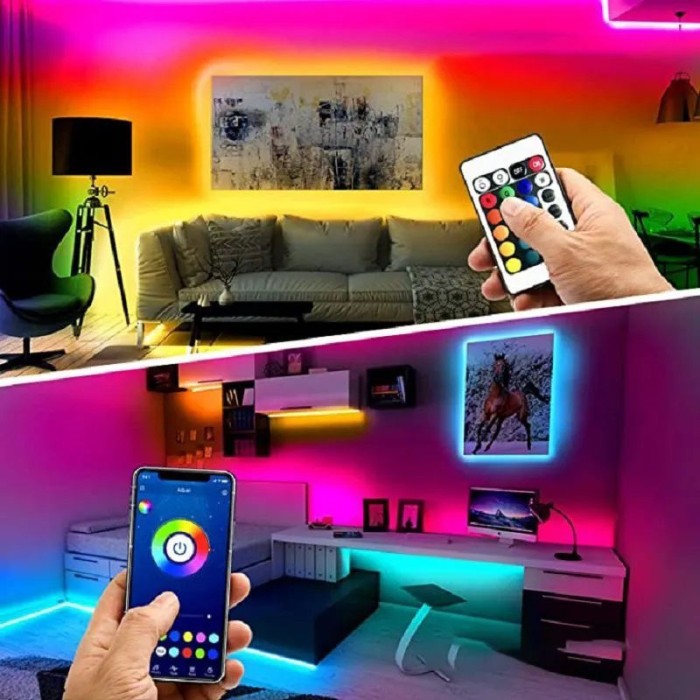 Світлодіодна стрічка SMD 5050 RGB LED 5 м IP65 з bluetooth контролем. підключення 220V