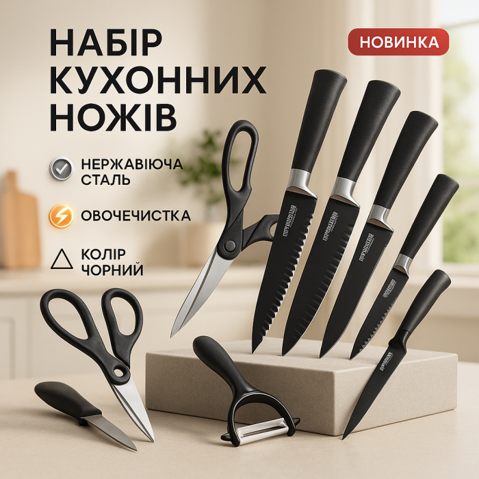 Набір литих кухонних ножів Genuine King-B0011, Комплект гострих ножів для кухні Набір побутовий QK-92