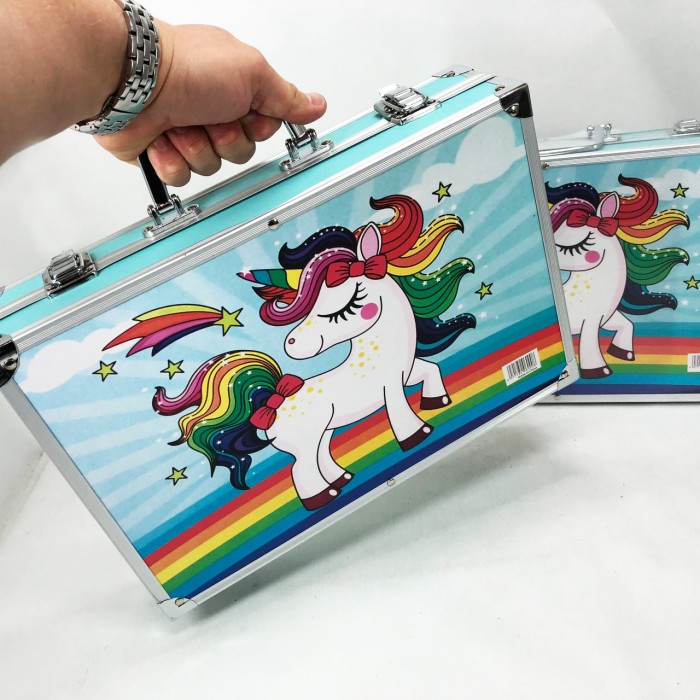 Універсальний набір для малювання Единорог 145 предметов, Набір для творчості у валізі ND-50