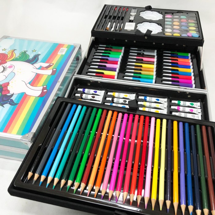 Універсальний набір для малювання Единорог 145 предметов, Набір для творчості у валізі ND-50