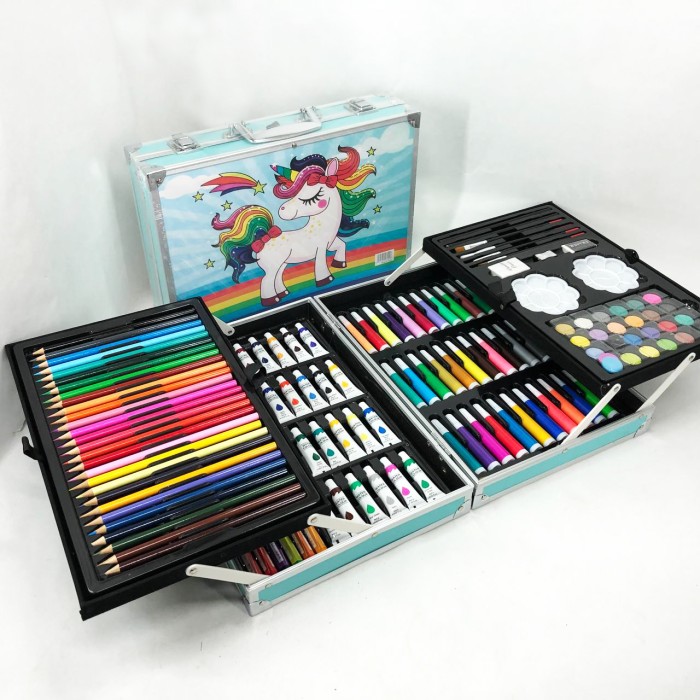 Універсальний набір для малювання Единорог 145 предметов, Набір для творчості у валізі ND-50