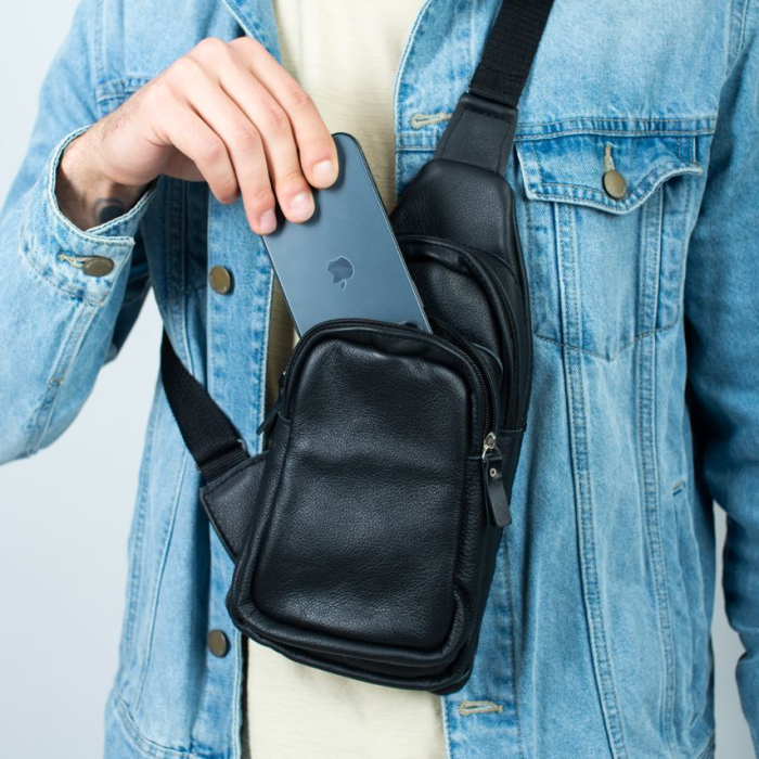 Чоловіча міська сумка крос-боді, Сумка кобура наплічна мішок через плече чоловіча LR-93