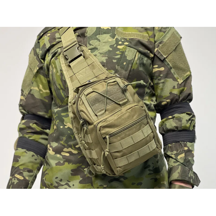 Чоловіча сумка планшет з накладним кишенею, Практична чоловіча сумка слінг, Практична сумка-месенджер MK-34