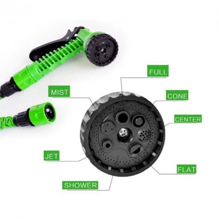 Шланг садовий Magic House 7.5 м з розпилювачем (6 режимів). Колір: зелений CY-54