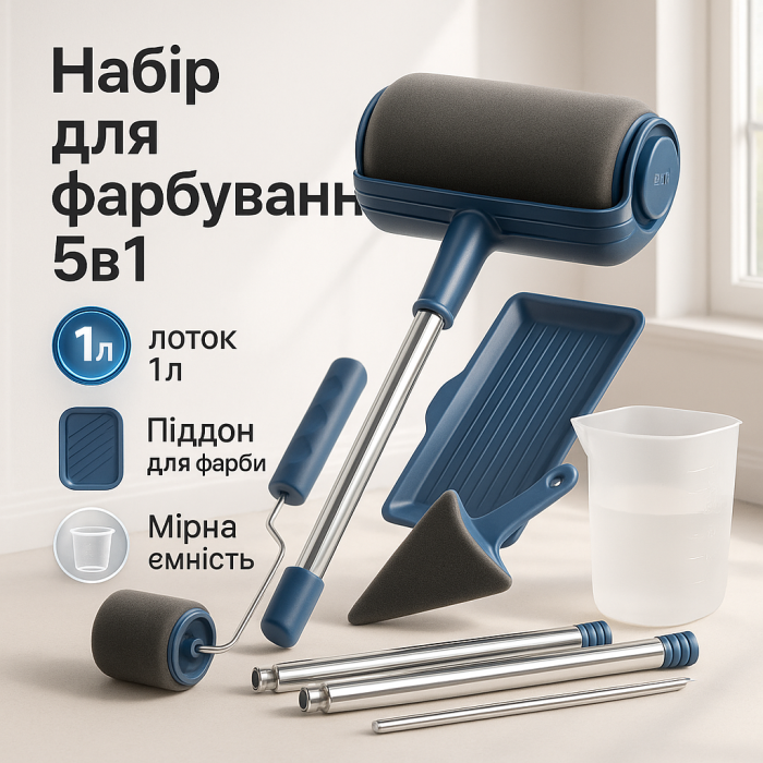 Набір для фарбування стін стелі підлоги валик з резервуаром Paint Roller 5 в 1