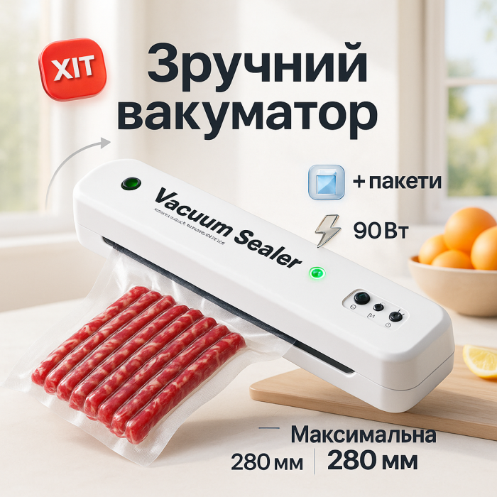 Портативний вакуумний пакувальник VACUUM SEALER LP-11 (S+), Побутовий харчовий вакууматор QN-71