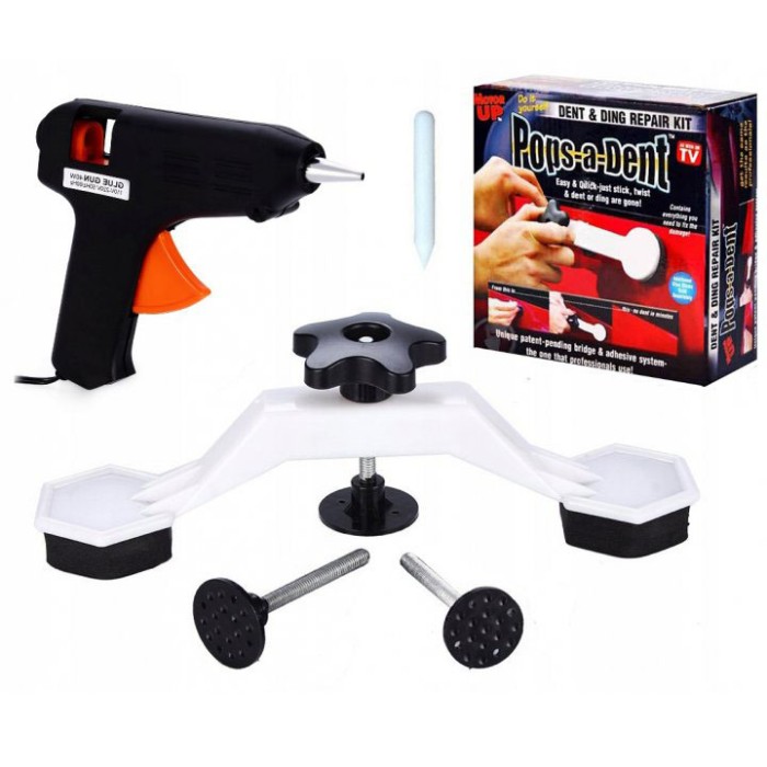 Інструмент для видалення вм'ятин на авто Clefers Pops-a-Den- Рихтування своїми руками - Клей, Пістолет, Присоска в комплекті JL-91