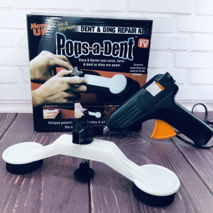 Інструмент для видалення вм'ятин на авто Clefers Pops-a-Den- Рихтування своїми руками - Клей, Пістолет, Присоска в комплекті JL-91