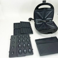 Електровафельниця для тонких вафель Domotec MS-7704 1000 W, Гриль з панелями OZ-939 для вафель