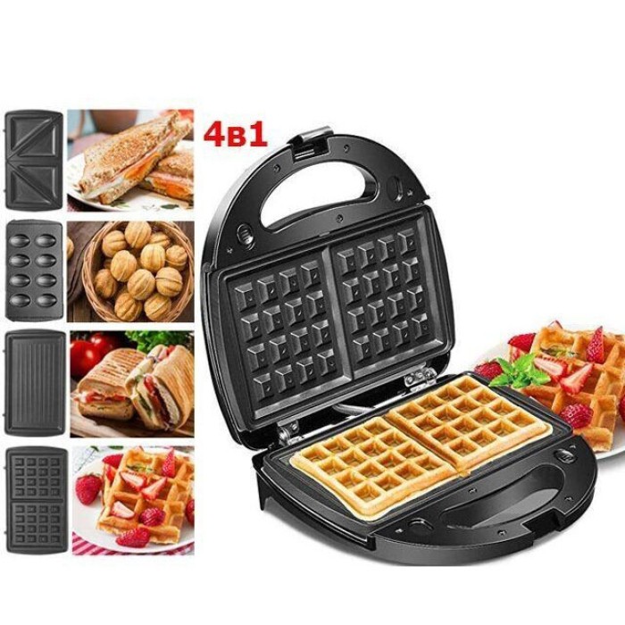 Вафельниця для приготування сніданку Domotec MS-7704 1000 W, Електрична вафельниця настільна QU-25