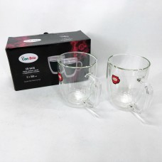Скляна чашка з подвійними стінками Con Brio СВ-8435-2, 2шт, 350мл, Склянка з подвійним дном для кафе DO-11